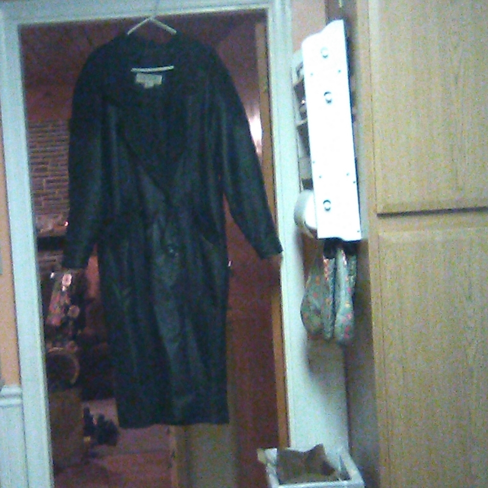 Black long leather coat